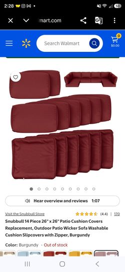 Snubbull 14-Piece Patio Cushion Covers Burgundy
