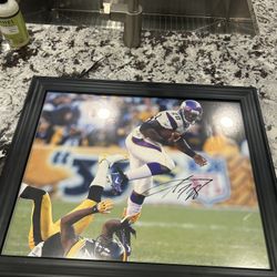 Adrian Peterson Signed Vikings Photo – Framed 8x10 – No COA 