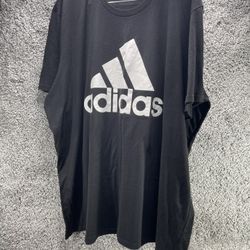 Men's Adidas 3 Stripes Logo Tee TShirt Black White Letters Size 4XL  Pre Worn