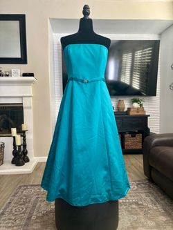 Teal Strapless A-Line Formal Gown