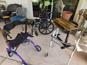 Med equipment, wheelchair, 2 walkers