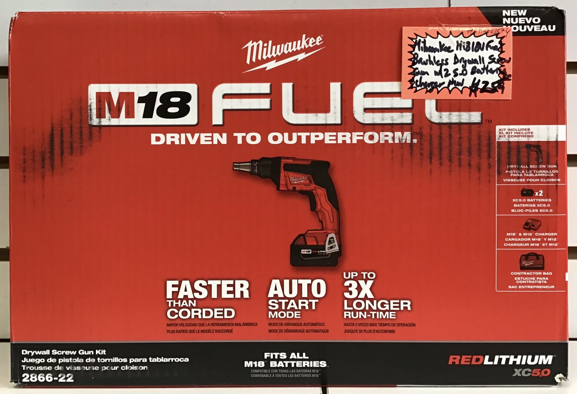 Milwaukee M18 18V Fuel Brushless Drywall Screw Gun W/ 2 5.0 Battery & Charger New