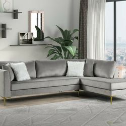 Catalina Silver Velvet Sectional

