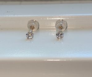 NEW Solid 14K Gold 3mm CZ Stud Earrings-14k stamped on the post