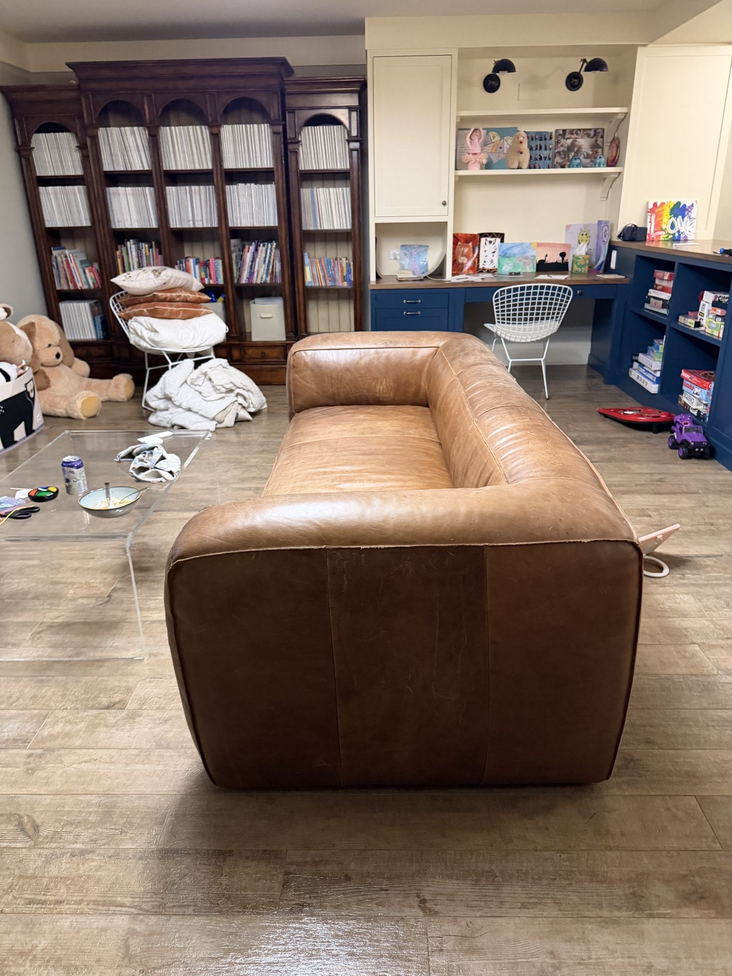 92” Leather Cigar sofa - Article