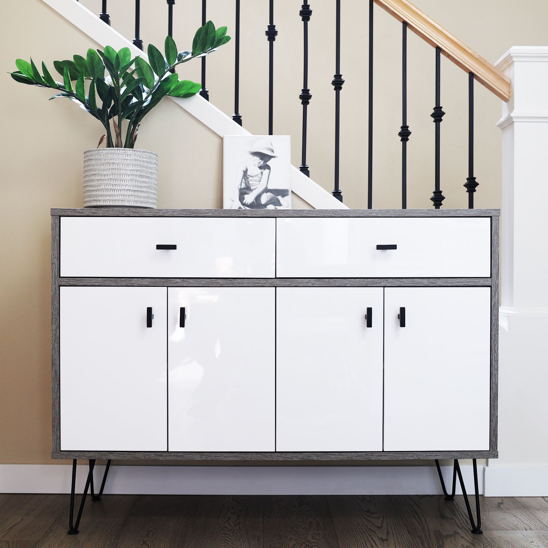 White Modern Dresser For Bedroom, Living Room, And Hallway, Chest Of Drawers, Sideboard Buffet Cabinet, High Quality Sideboard, Glossy Cabinet