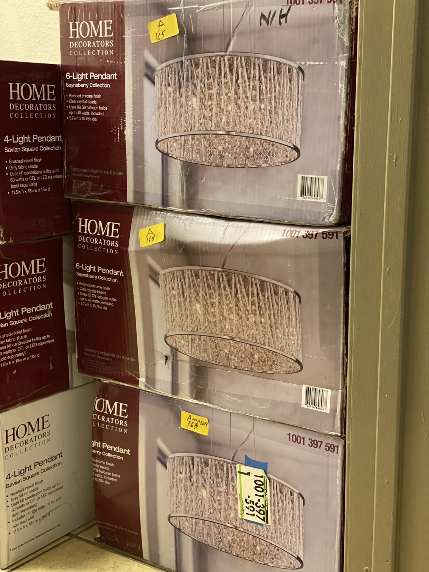 Home Decorators Collection 6-Light Polished Chrome and Crystal Drum Shape Pendant