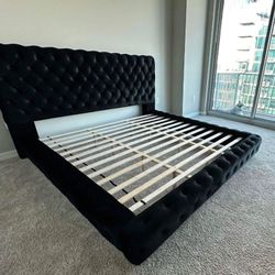 New Black King Size Platform Bed Frame 