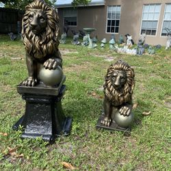 Lion W/ Ball Statue (Base Not Included) (Sold Individually)
