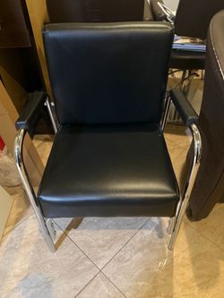 Black Faux Leather Salon Waiting Chair