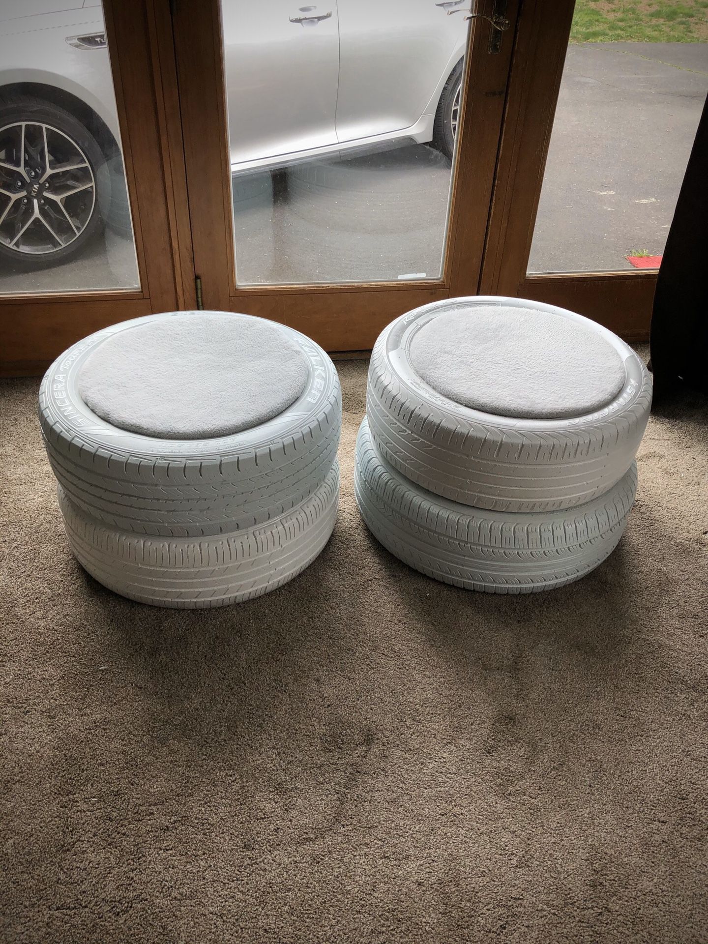 Storage Seat Ottomans. Great to use as outdoor furniture, storage, a man cave etc. Also, Super easy to to clean. The price is $120 for both or $65 ea