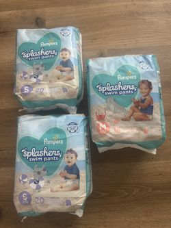 3 Packs Of Unopened Pampers Splashers Disposable Swim Pants1 Medium 2 Small Sixes