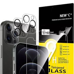 2 Pack Screen Protector for iPhone 12 Pro Max + 2 Pack Camera Lens Protector