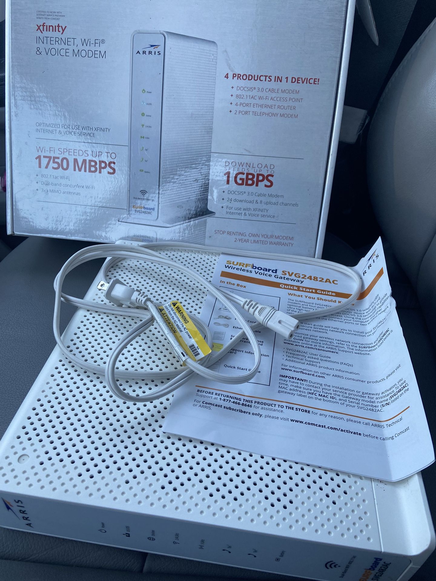 ARRIS SVG2482AC 1750 Mbps 4 Port Voice Modem In Box Complete