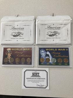 Original Genuine U.S. Mint WW1 & WW2 Penny Collection Set