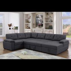 Modern L sectional 7 seater couch sofa with pull out bed and storage new factory sealed boxes sillon 