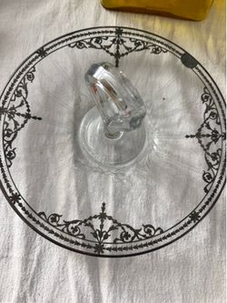 Vintage Etched Glass (silver overlay) Serving Dish