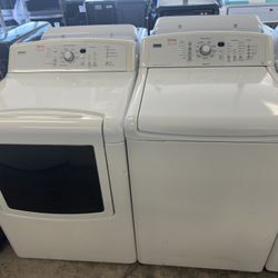 Kenmore Elite Washer And Dryer Set/ White/ No Agitator/ Front-Load Dryer With Glass Door/ Top-Load Washer With No Glass Top