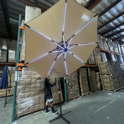 New Cantilever Offset Patio Umbrella with RGB Lights, $75 Base sold separately 
