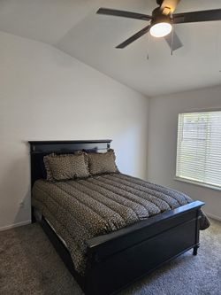 Queen Size Bed And High End Comforter With Box An Matress. Good Condition...