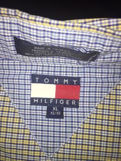 Navy blue and yellow Tommy Hilfiger long sleeve button up