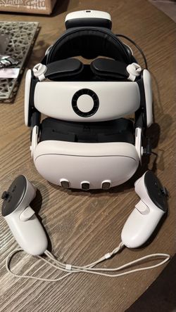 Meta Quest 3 VR headset with upgraded head strap and battery. Great condition
