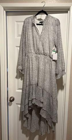 1.State High-Low Gray White Dress Large