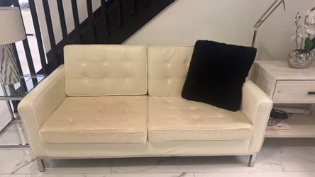 Real leather couch white