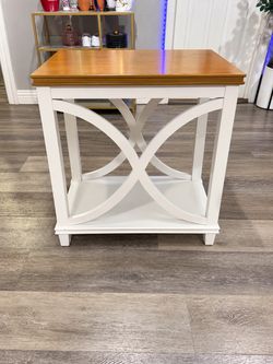 Two-Tone Wood End Table with Lower Shelf