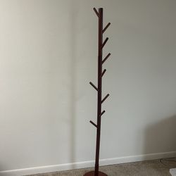 Wooden Freestanding Coat Tree with 4 Height Options and 9 Hooks, 
