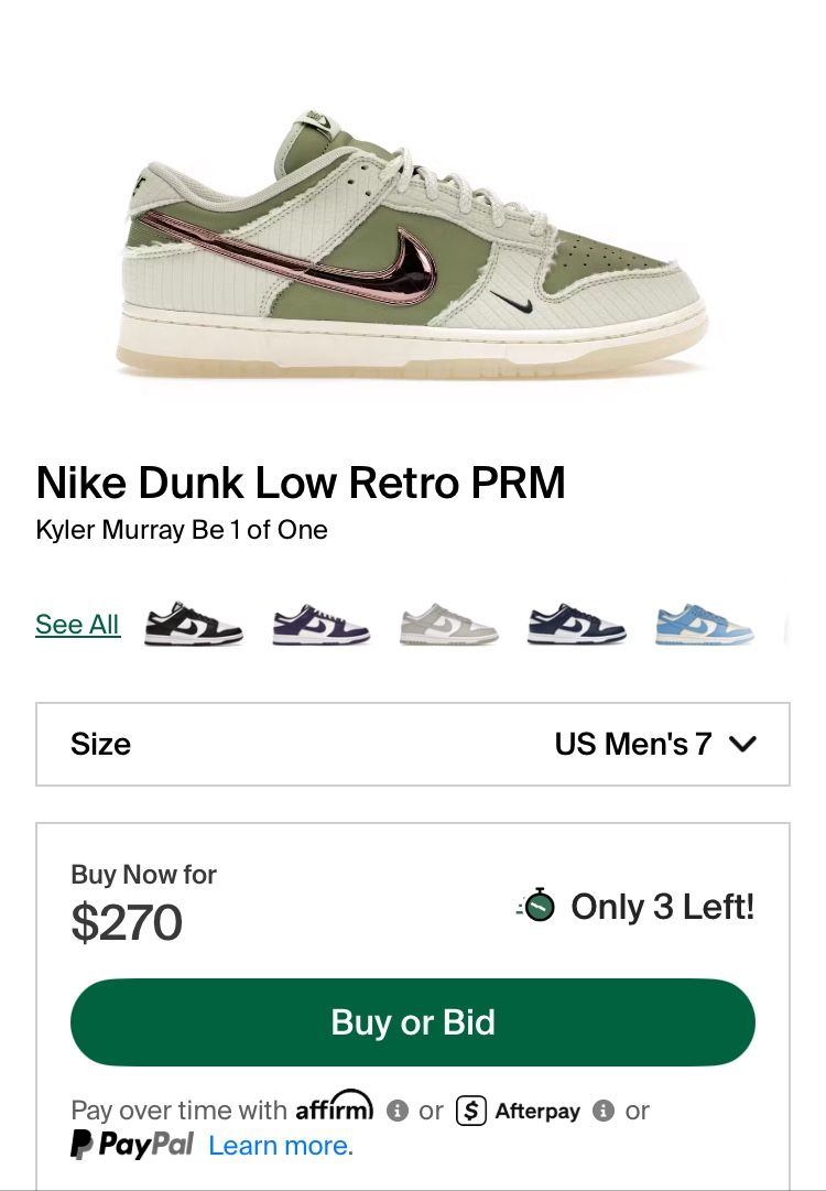 Nike Dunk Low Retro PRM Kyler Murray Be 1 of One