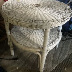 Small White Wicker Table
