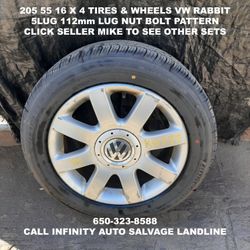 205 55 16 X 4 Tires & Wheels Off VW Rabbit With 5lug 112mm Lug Nut Bolt Pattern. 