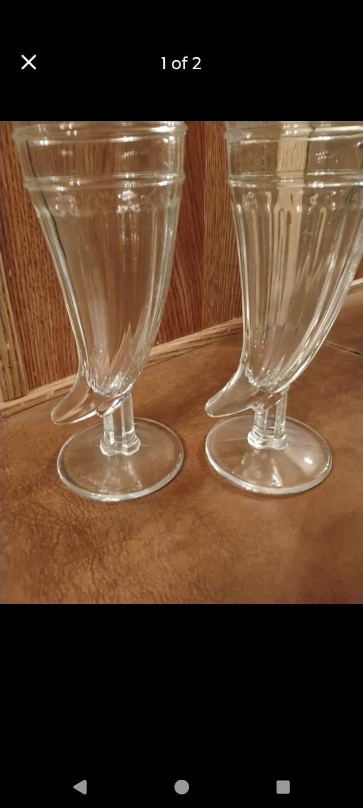 2 Vintage Ice Cream Glasses 