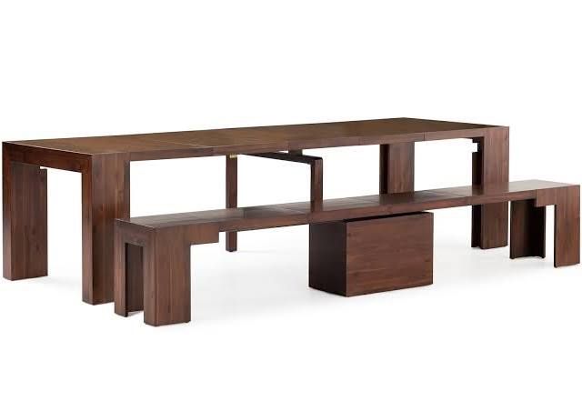 Transformer Table And Bench - American Mahogany
