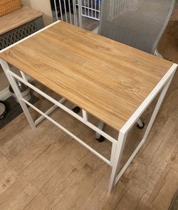 Compact Desk with White Metal Frame