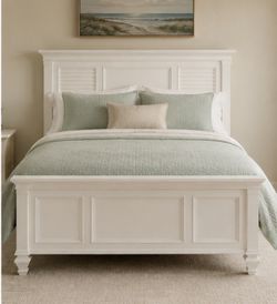 White Wood Panel Bed Frame