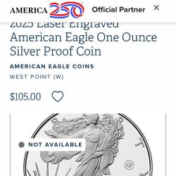 2025 Laser Engraved american  Us Mint Silver 1 Oz Coin 
