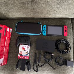 Nintendo Switch 1 + Pro Controller + Slim Case + 128GB Memory Card