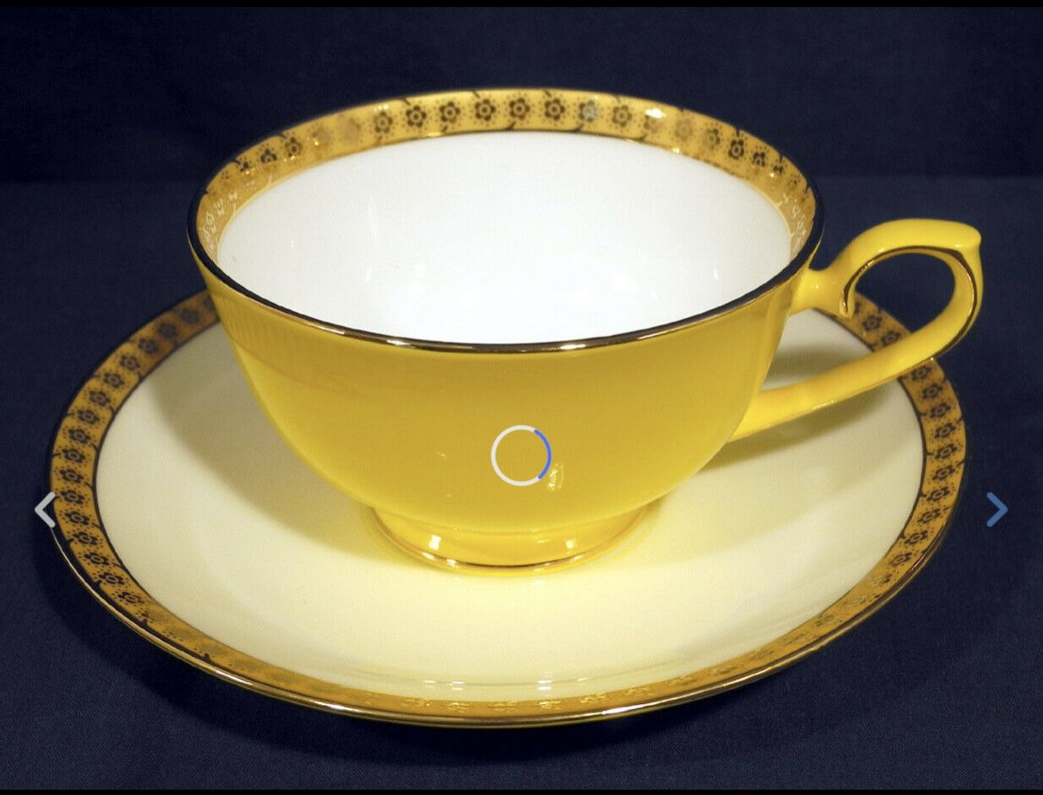 Elegant 14 k Gold Teavana (Starbucks) Hindi Turkish Noble Poppy Yellow Tea Coffee Set Teapot 3 Cups&Saucers 14k Gold Never Used!