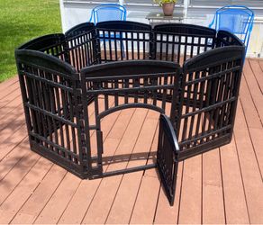 8-Panel Black Pet Playpen with Door