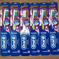 6 Oral-B Vivid Whitening Manual Toothbrush Soft bristle