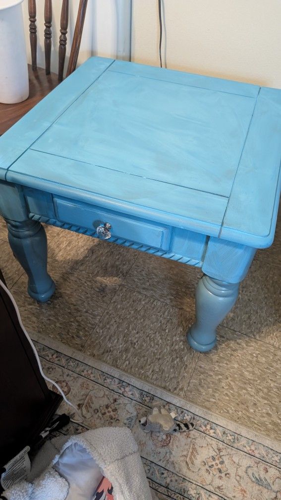 Solid Wood Side Table With Drawer & Crystal Knob