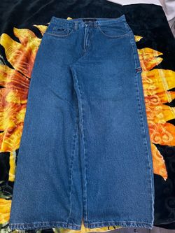Y2K raw edge blue carpenter jeans