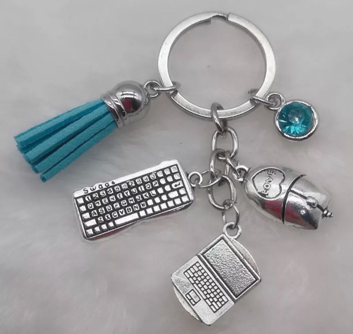 Brand New Office Assistant Secretary Manager Charms Keychain Gift - Blue Tassel 
