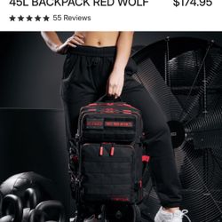 Brand new WOLFpak 45L backpack (red/black). Never used, in perfect condition.