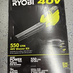 RYOBI 40V 120 MPH 550 CFM Cordless Battery Leaf Blower With 4.0 Ah Battery and Charger