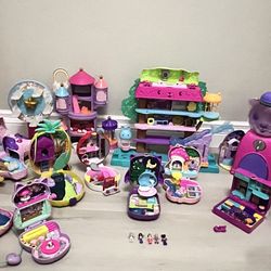 Huge Polly Pocket Lot 12 Sets Dolls Accessories Bundle Playsets