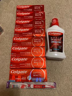 8 Colgate Toothpastes with Toothbrush and Mouthwash($20/set)