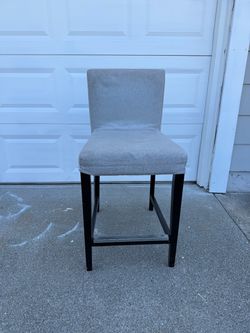 Two Gray Upholstered Bar Stool with Back